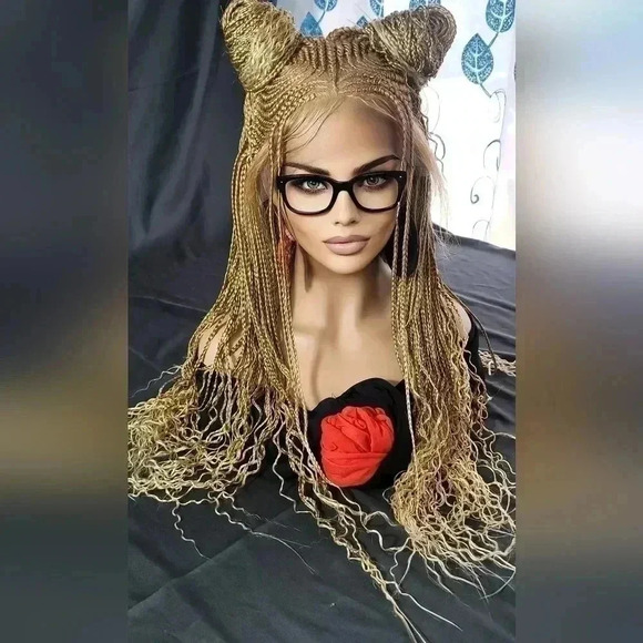 Braided Wig: African-Inspired,  feeding cornrows blond Human-Synthetic NWT - Picture 16 of 17